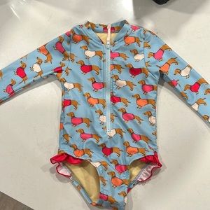 PINK CHICKEN dachshund bathing suit. 18-24 months